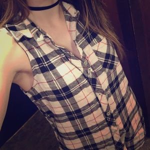 Sleeveless flannel top