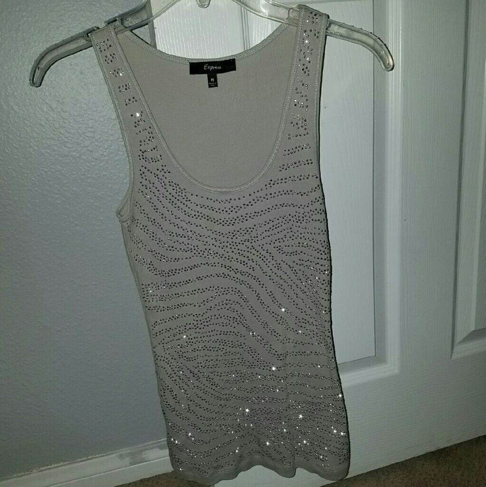 Express silver gray sequin top