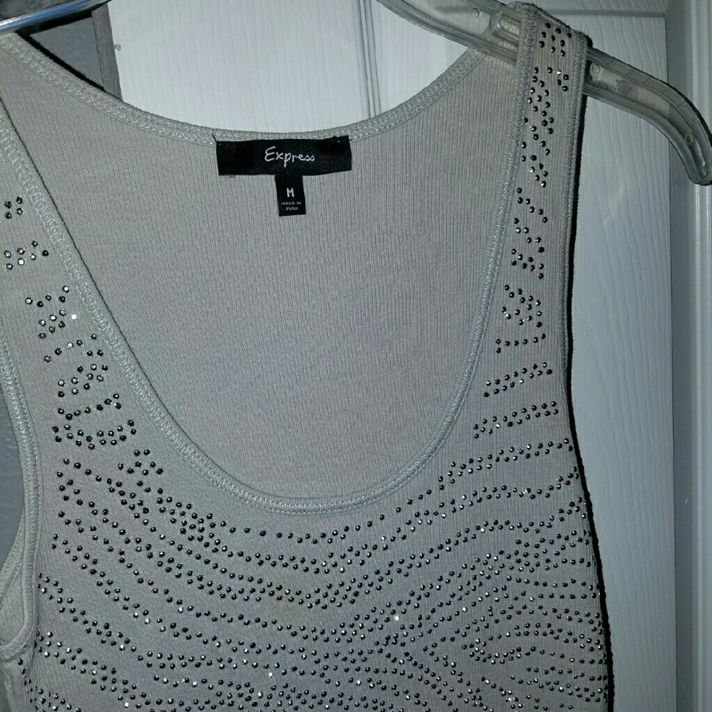 Express silver gray sequin top - Picture 2 of 3