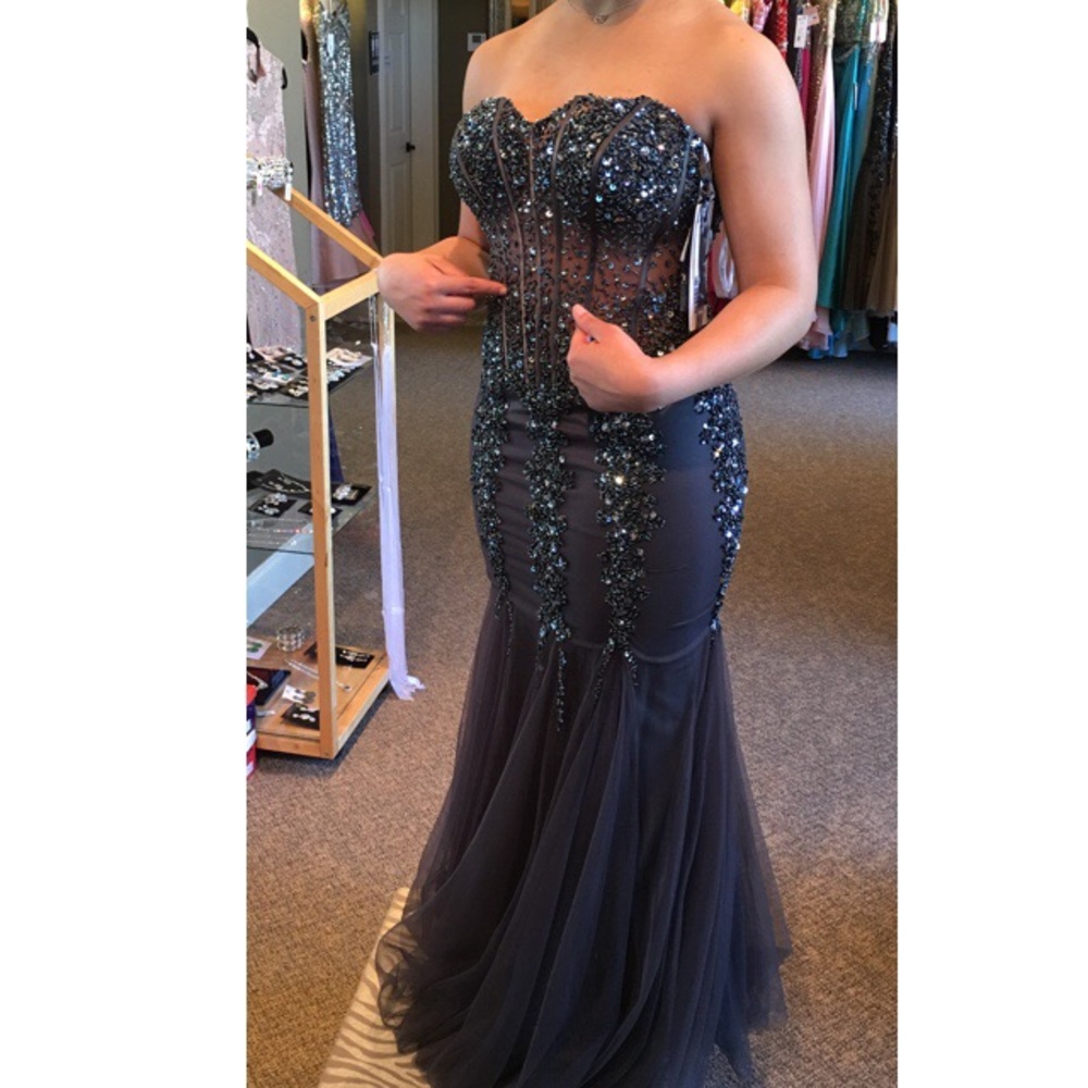 Charcoal Gray Prom Dress