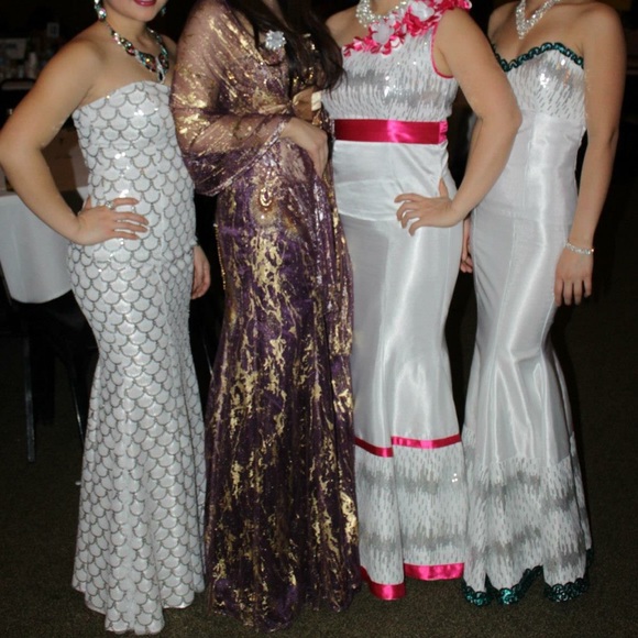 Beautiful Vintage Purple & Gold Prom Dress - Picture 4 of 4