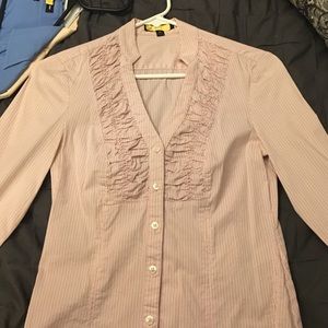 Express candy-striped, long-sleeves button up.