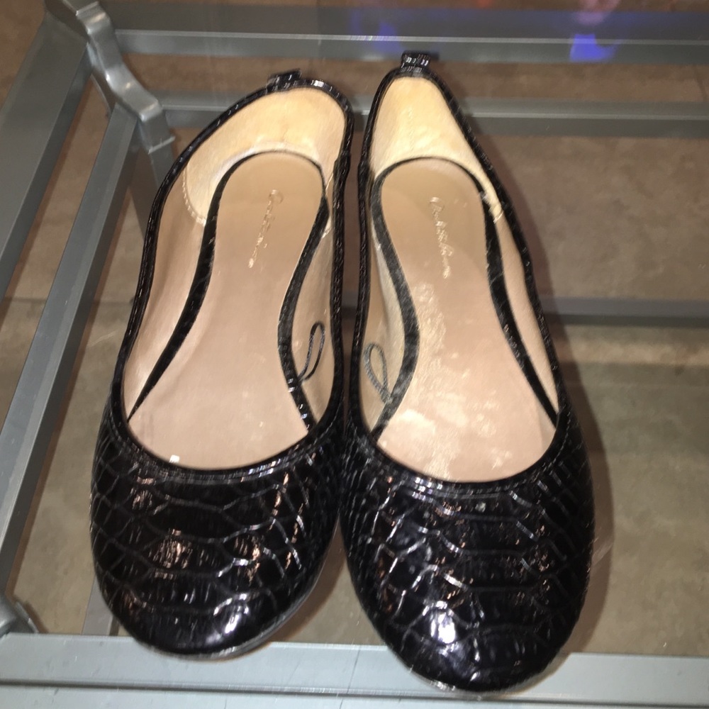 Black Faux Ostrich Flats