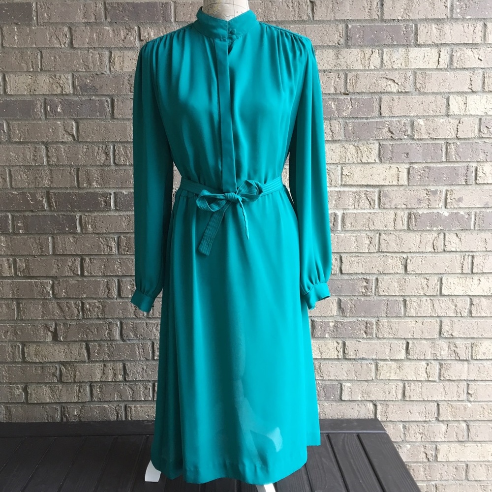 Teal Sheer Vintage Dress