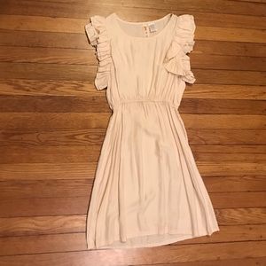 Cream Ruffle sleeve dress