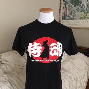 Vintage Spirit Samurai Red Chinese Tshirt Black
