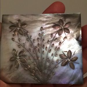 Vintage mother of pearl compact with rhinestones