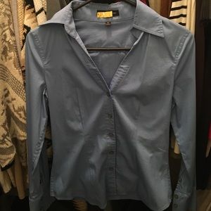 Express blue fitted button up