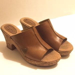 B.O.C Born Brown Leather Wedges 3 inch Heel Height