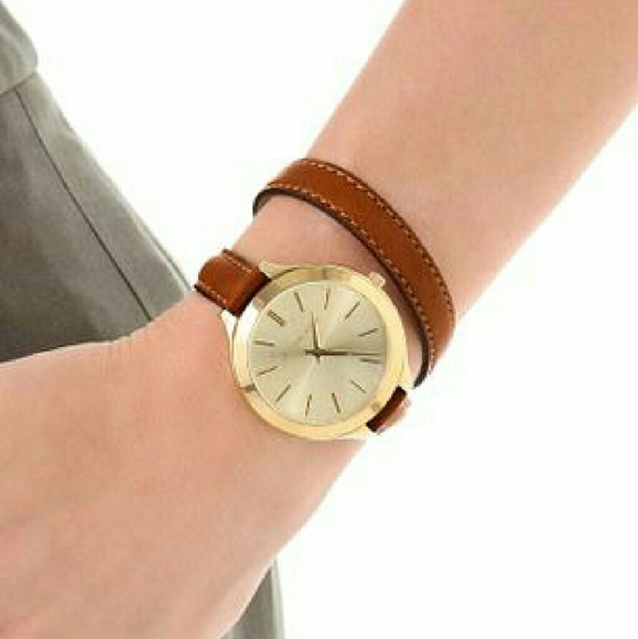 Michael Kors Wrap around Brown Leather Watch - Picture 2 of 4
