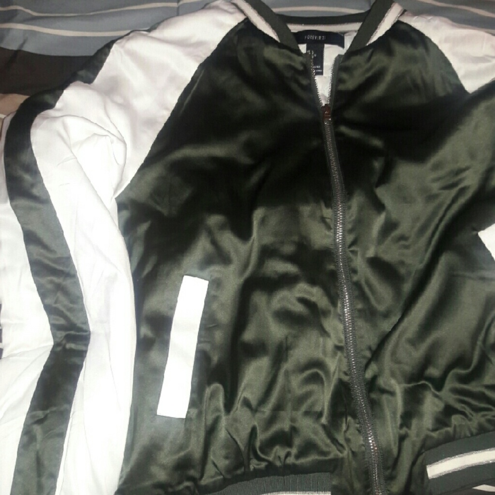 Olive Green Forever 21 Bomber Jacket