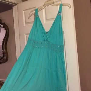 Teal color knee length dress