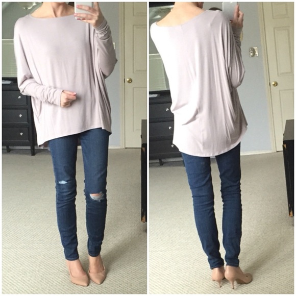 LAST 2▫️Soft Dusty Lavender Dolman Long Sleeve - Picture 2 of 4