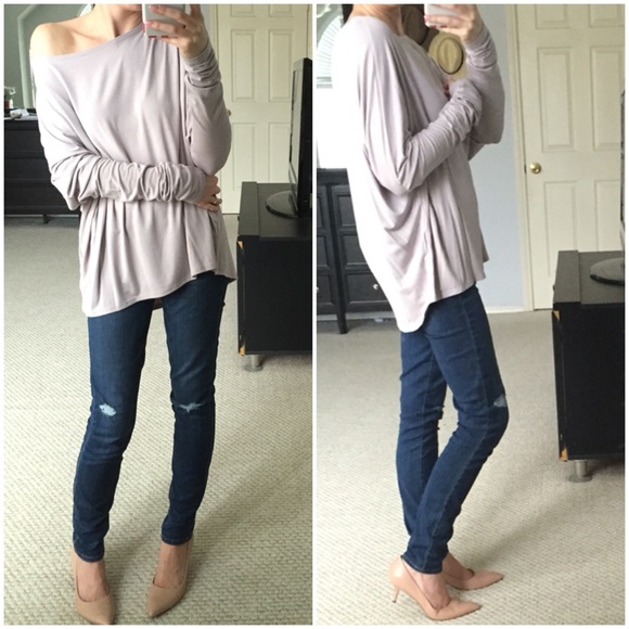 LAST 2▫️Soft Dusty Lavender Dolman Long Sleeve - Picture 3 of 4
