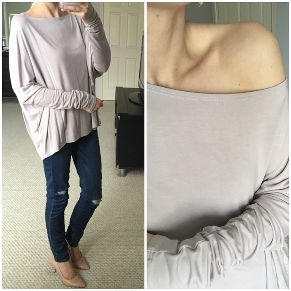 LAST 2▫️Soft Dusty Lavender Dolman Long Sleeve - Picture 4 of 4