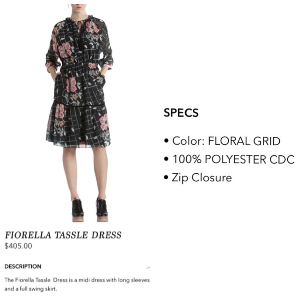 Midi 3/4 sleeve 100% silk dress by Raoul