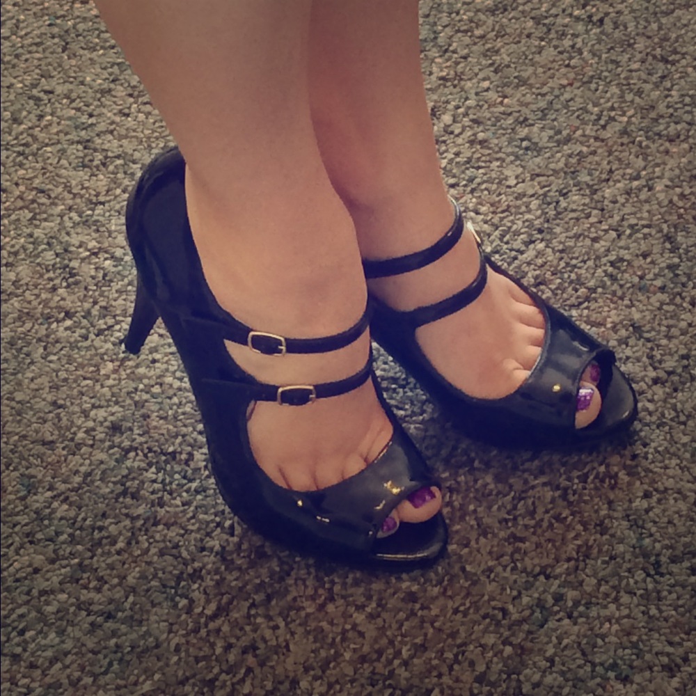 Black Heels with double strap