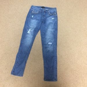 Embellished distressed jeans