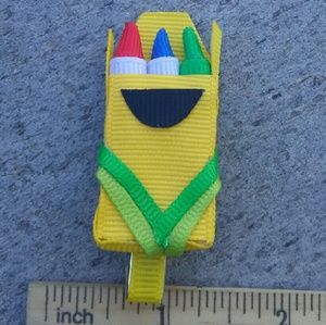 Box of crayons handmade boutique hair clip