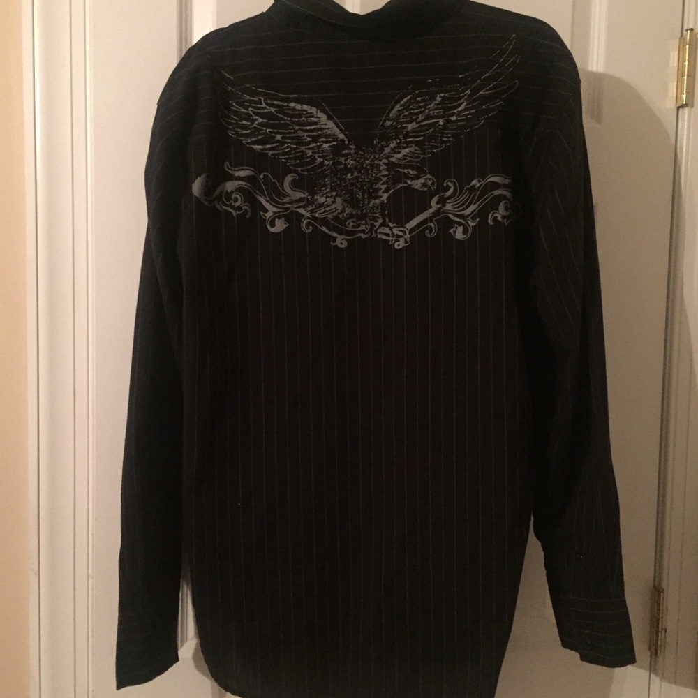Men's pin strip long sleeve button down