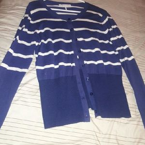 Navy Blue and White Cardigan
