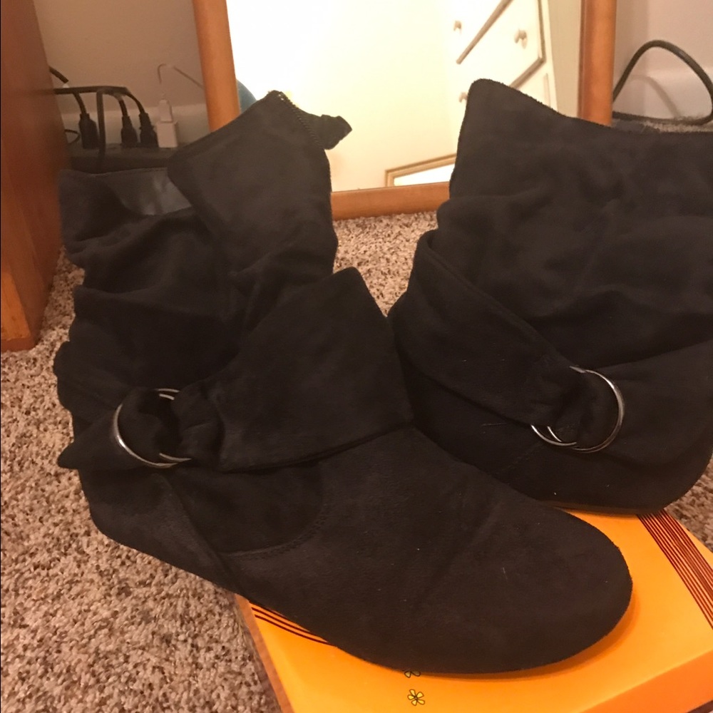 Black suede ankle boots