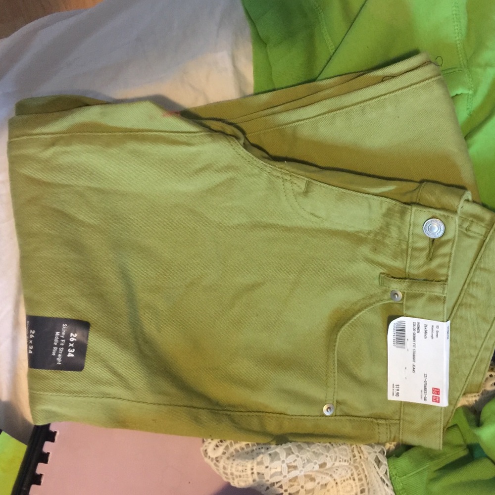 Green Skinny Fit Straight Jeans