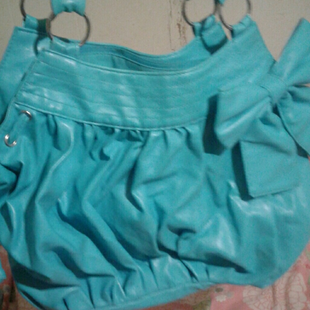 Blue leather purse