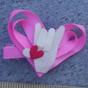 I love you sign language handmade hair clip