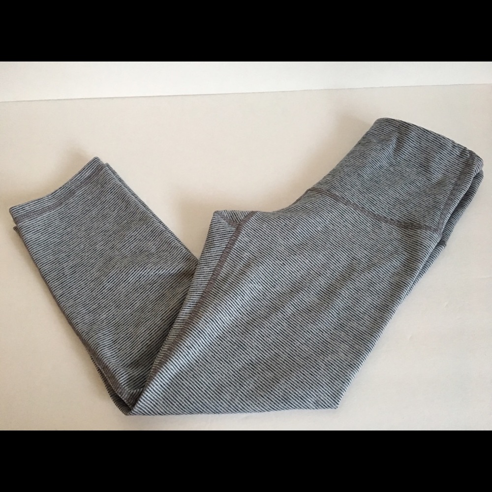 Leggings with fine stripe gray, high waisted XS