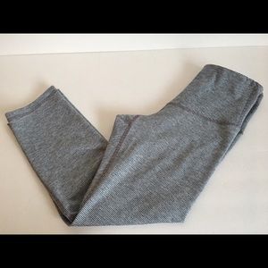 Leggings with fine stripe gray, high waisted XS