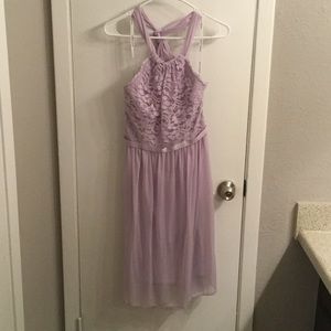 Lilac lace and chiffon halter dress