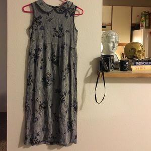 vintage 90s gingham floral collar dress