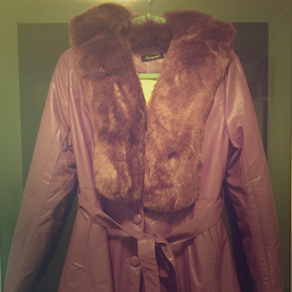 Faux leather jacket.