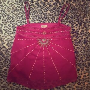 Cute Guess Sequenced Spaghetti Strap Top
