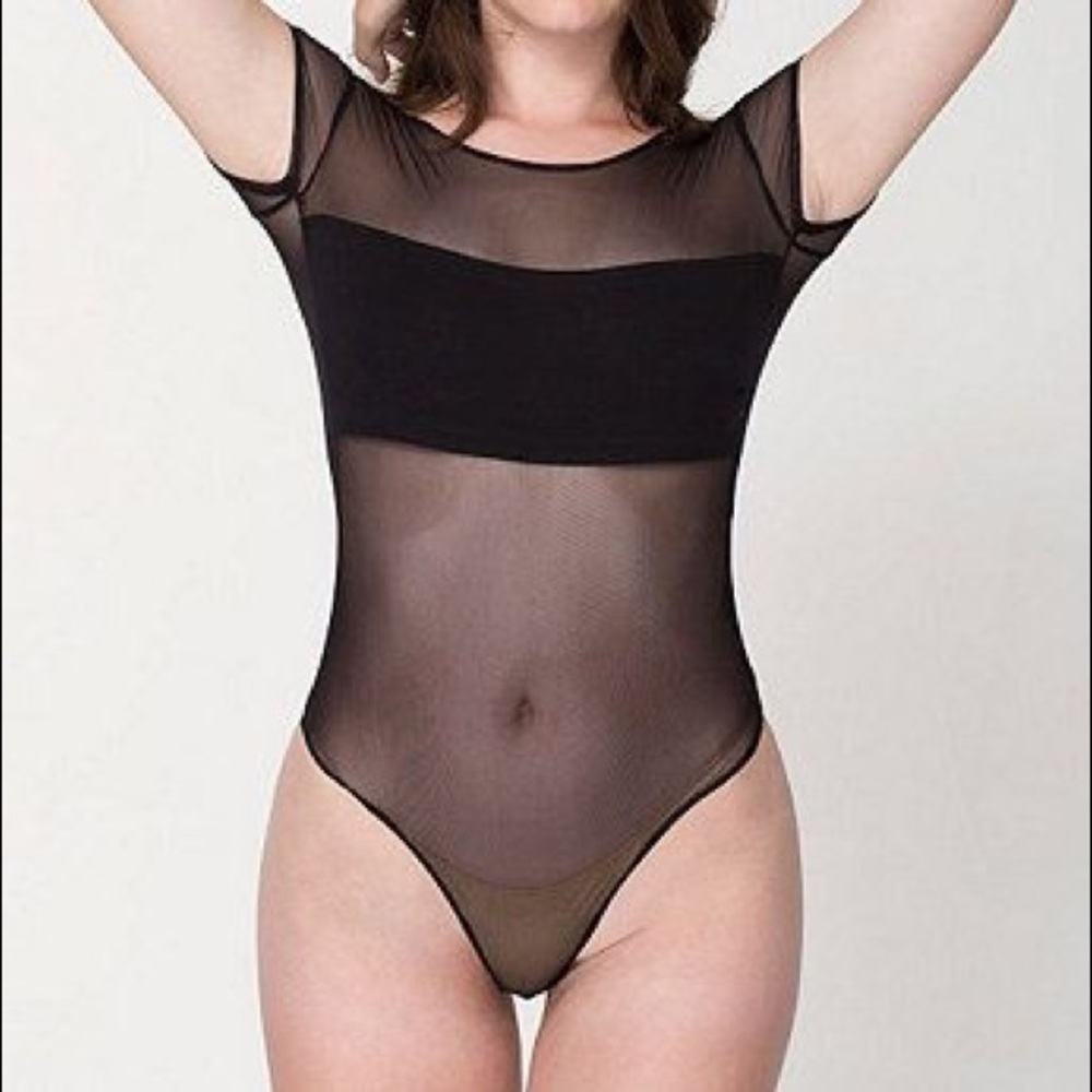 Sheer Mesh Bodysuit with Cotton Panel