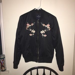 Silky Embroidered Bomber Jacket