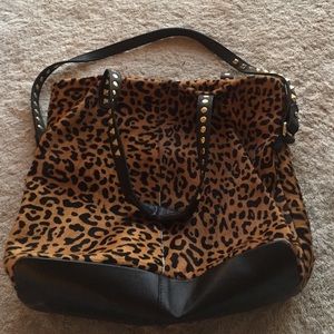 Studded leopard print tots bag
