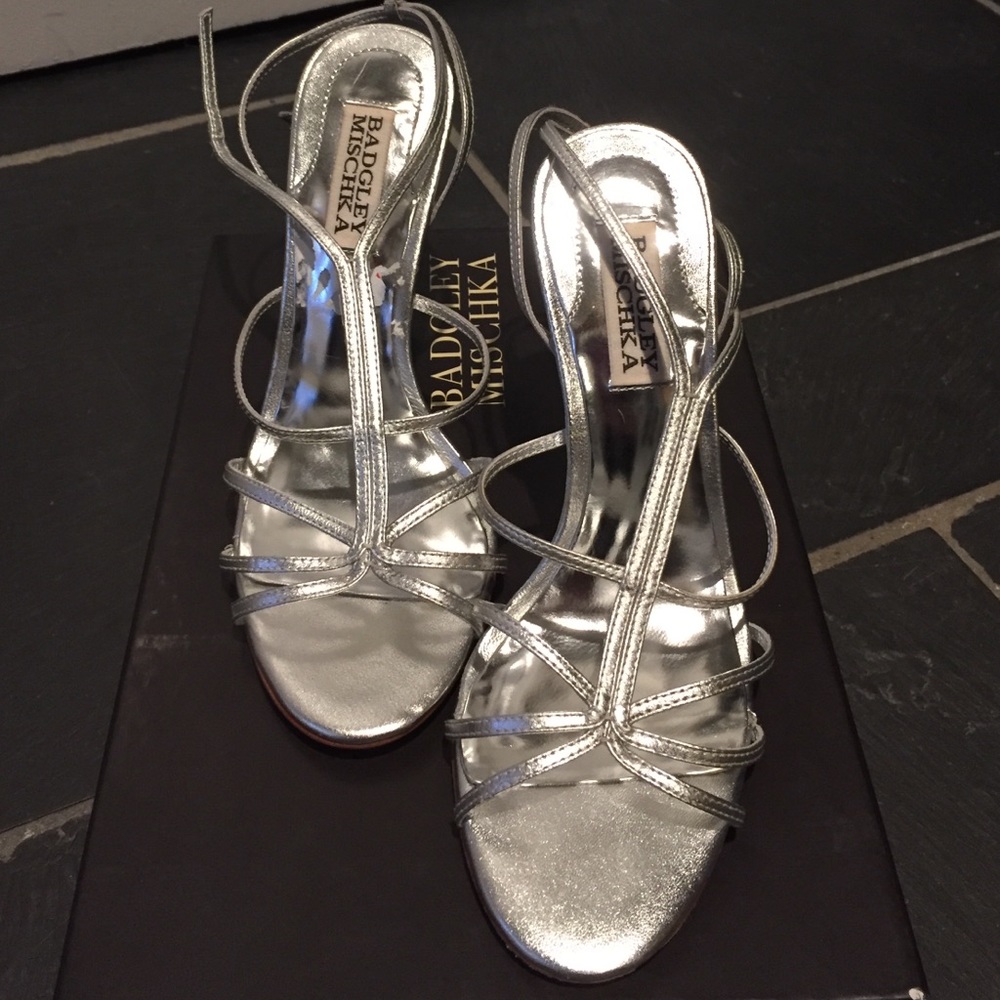 Silver 3 inch heels by Badgley Mischka