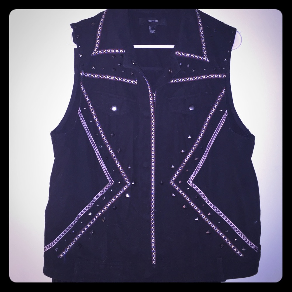 Black denim vest