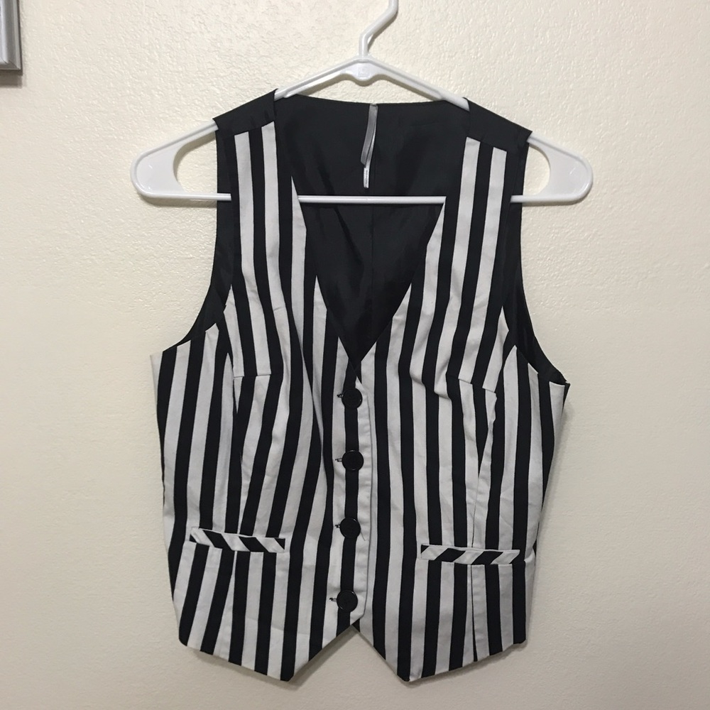 Black & White striped vest