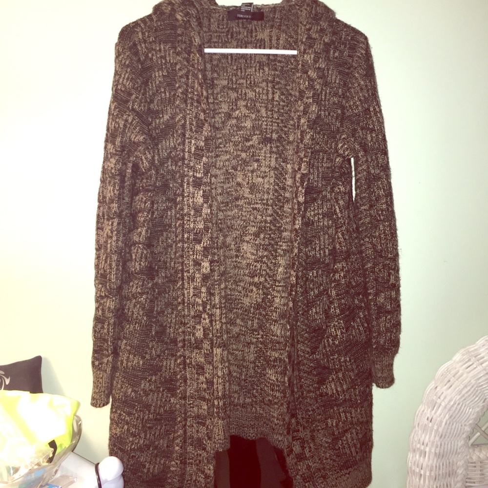 Hooded multi colored drape sweater