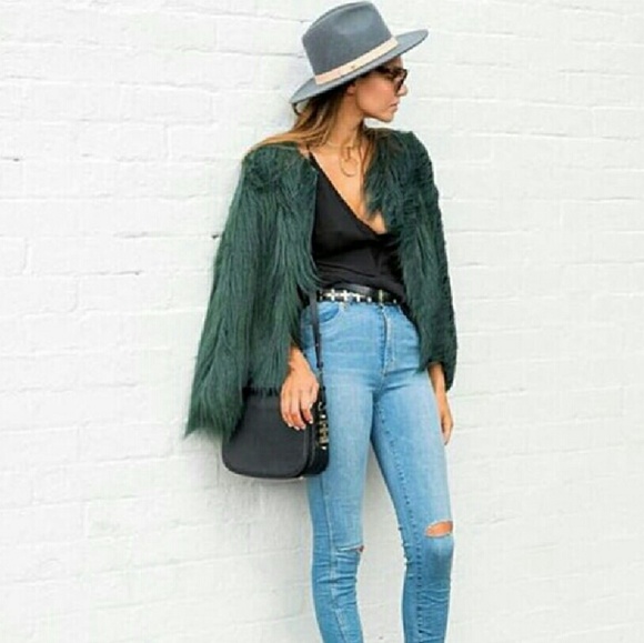 Missguided Other - dark green fur jacket