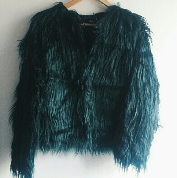 dark green fur jacket - Picture 3 of 3