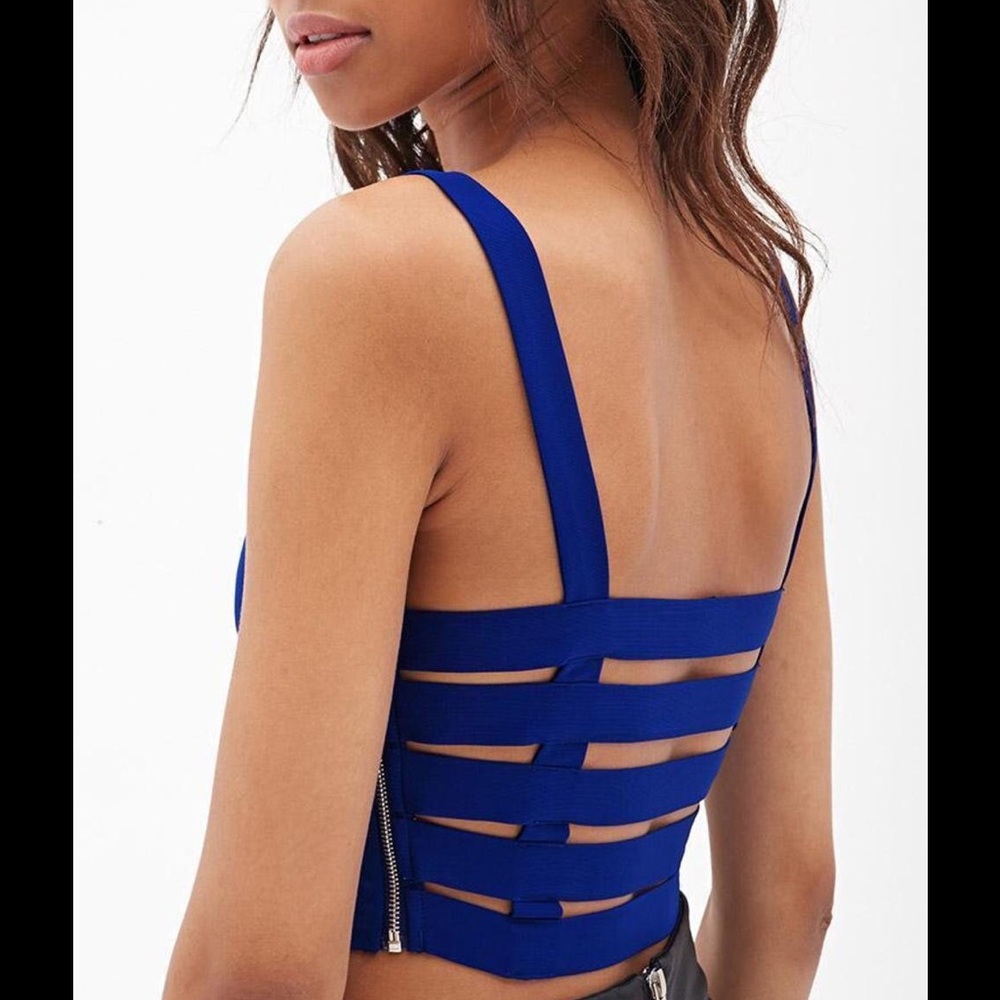 NEVER WORN! Blue Crop Top with Cut Out Back