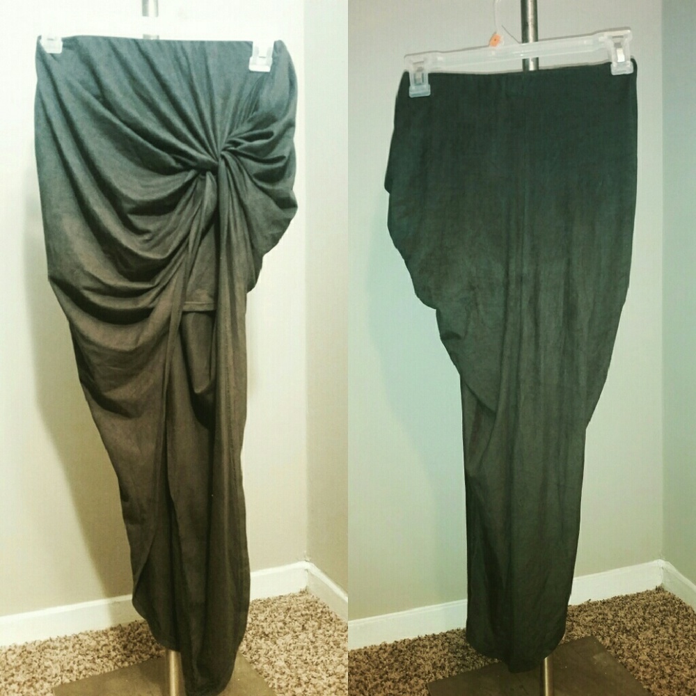 Olive Faux suede high low skirt NWOT