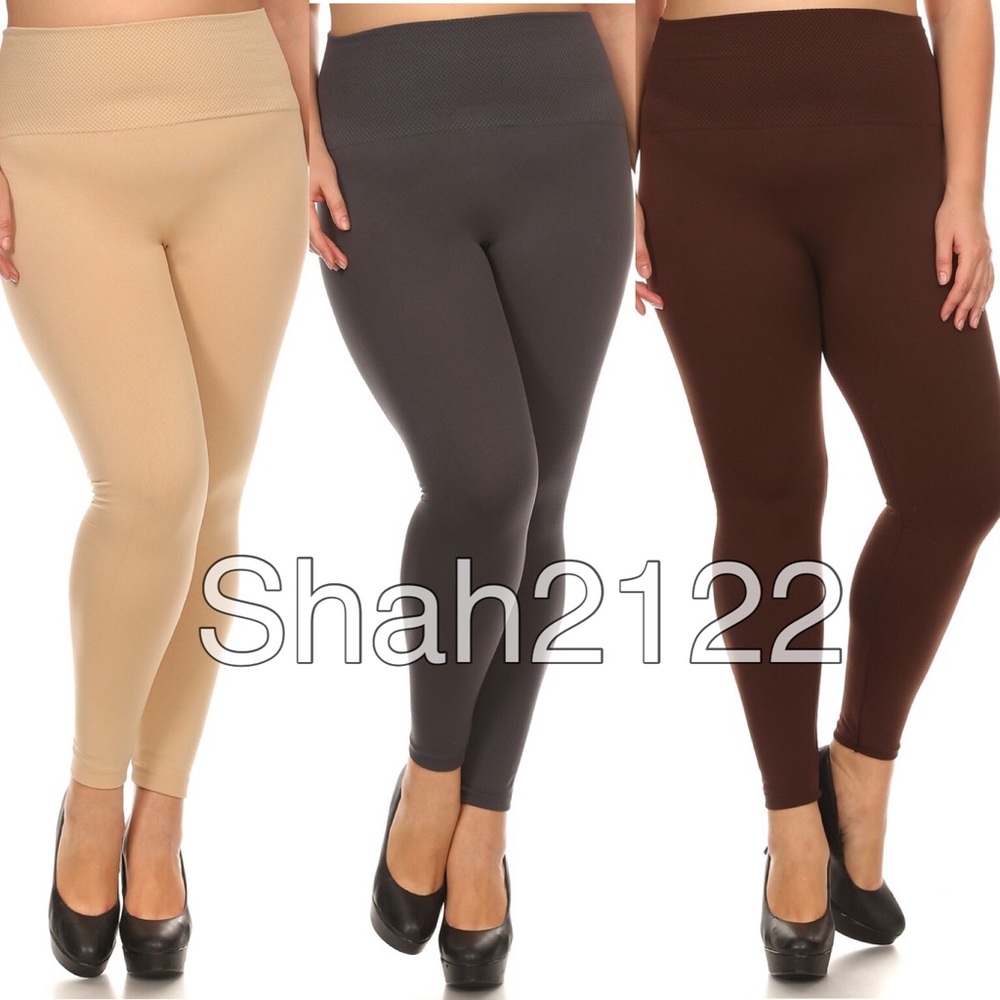 Plus size high waisted fleece lined leggings OS - Picture 2 of 2