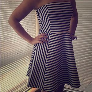 Express striped strapless dress