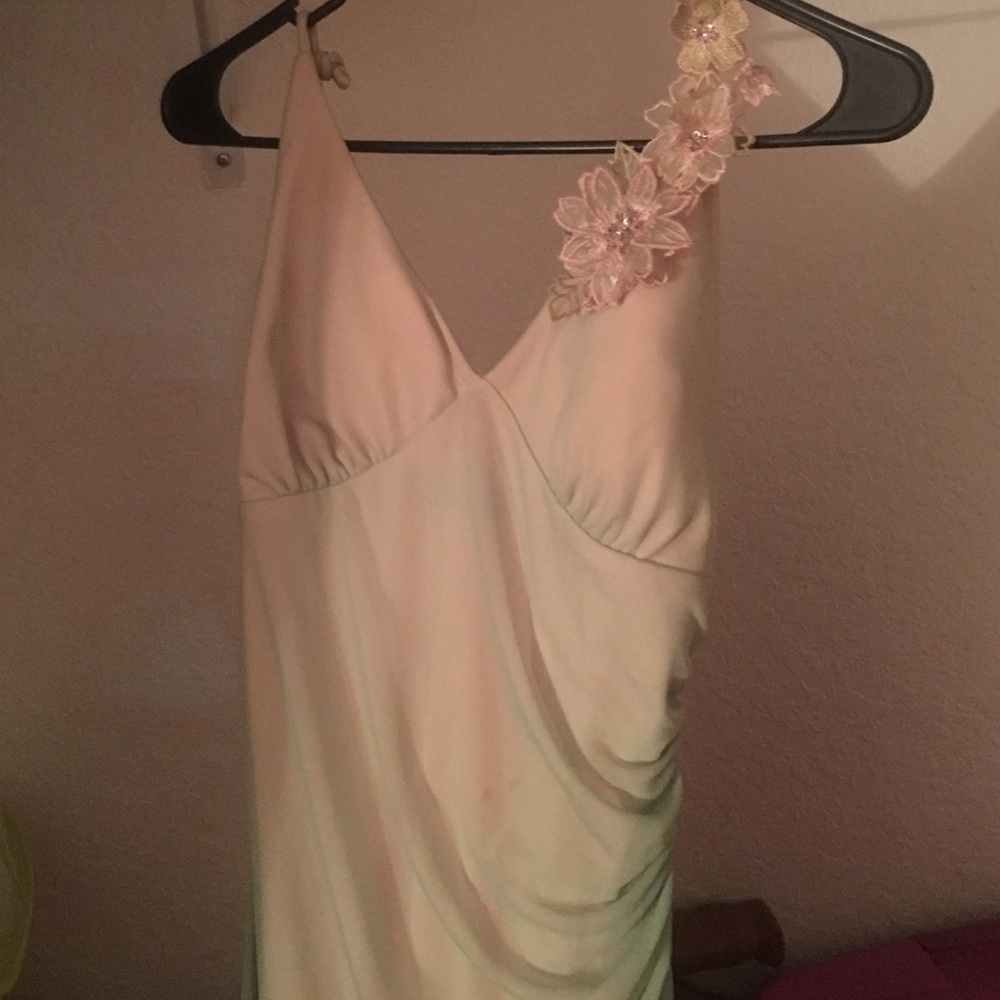 Pink and green prom dress
