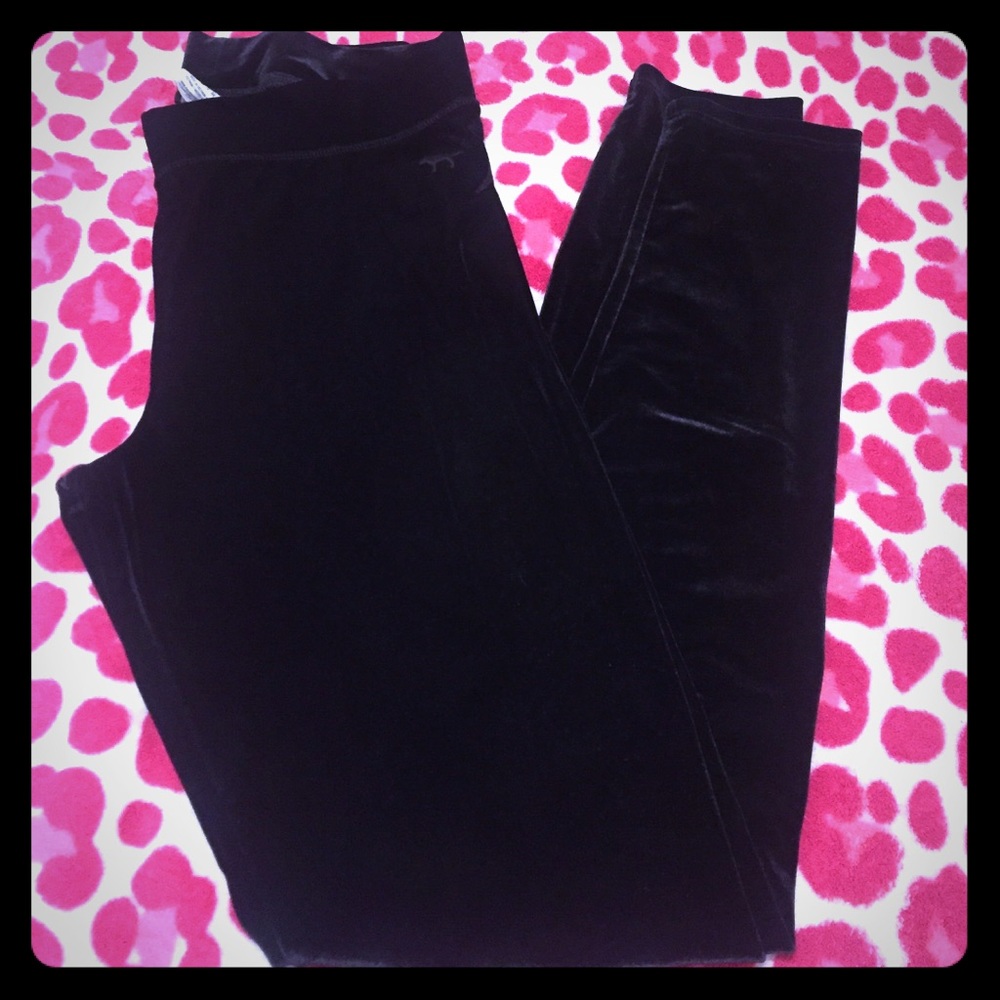 VS PINK black velour leggings